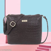 PU sling bag for women, versatile party wear, free size, cruelty-free material, top zip closure, adjustable strap, made in India